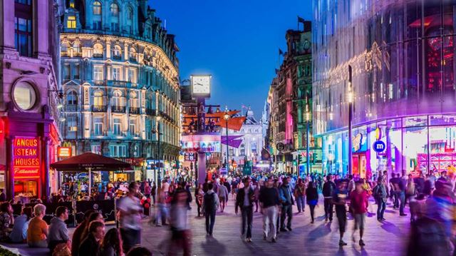Leicester square at night